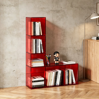 Modern Red Acrylic Bookcase