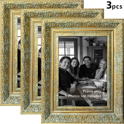 Antique Gold 3 PCS Home Accent Picture Frame for 11" x 14" Photos and Office Shelf Styling