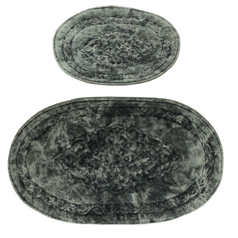 Cotton Non-Slip Bath Rug, Dark Gray