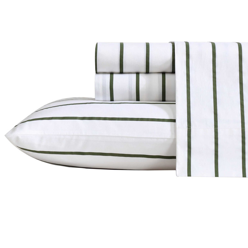 Ensemble de draps en percale de coton 200 fils Bradford, Ensemble de draps pour lit simple avec 1 taie d'or, Bleu intrigue