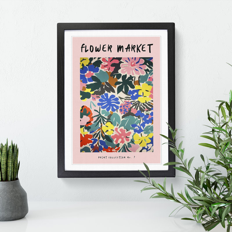 Pink Flower Market Exhibition No.7 1 Piece Single Picture Frame Wall Art, 64cm H x 46cm W x 2cm D