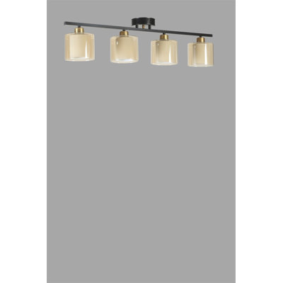 Élégant lustre noir et ambre, structure en métal, 29,5 po x 7,9 po x 11,8 po | Douille E27, 40 W maximum, indice de protection IP20 | Design moderne pour le salon, la salle à manger et le vestibule, luminaire élégant