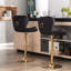 2 tabourets de bar, repose-pieds et base avec réglage de la hauteur, velours + pieds dorés, sièges simples noirs, fonction réglable et base, tabouret élégant