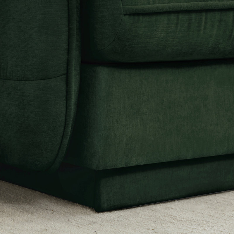 Canapé en L Chenille Cloud, L 73,2 po, Chenille verte