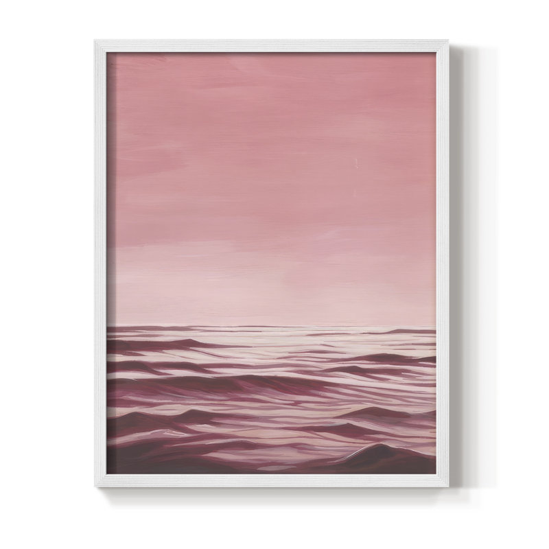 Playa Rosa I Framed Print - Solid Wood, 15" H x 12" W, White