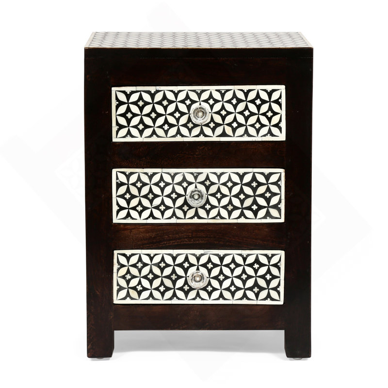 Table de chevet 3 tiroirs en bois