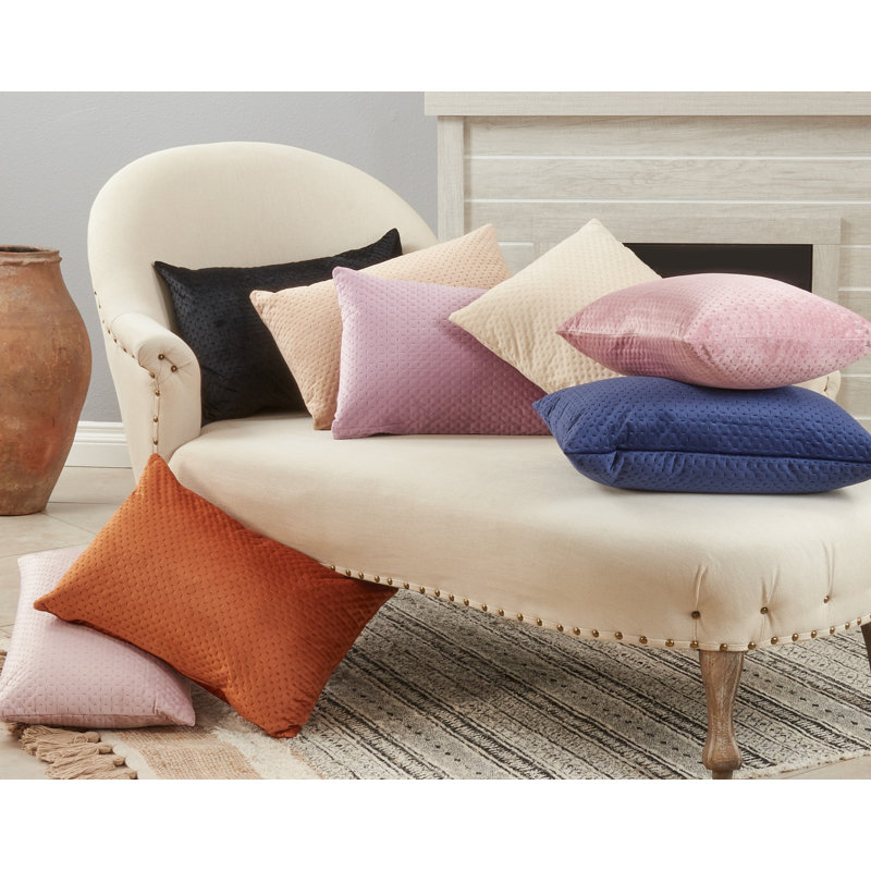 Beige Pinsonic Velvet Rectangular Throw Pillow Set