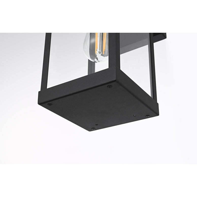 Peter Outdoor Wall Sconce in Black, 14" H x 6" W x 9" D