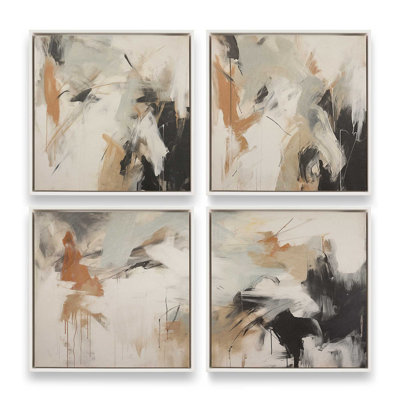 Chaotic Crescendo, ensemble de 4 impressions sur toile dans un cadre