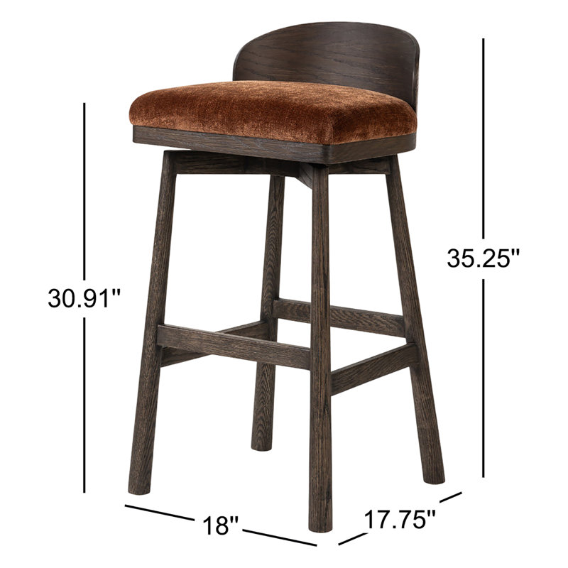 Cloris Swivel Stool-Altair Sienna-Counter & Bar, Bar Stool (30.91" Seat Height), Altair Sienna Polyester, Warm Oak