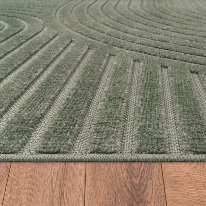 Tapis moderne avec motif de lignes bohémiennes en vert, Rectangle 2 pi 8 po x 4 pi 11 po