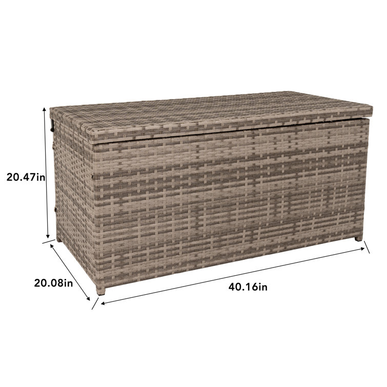 Sundale Outdoor Storage Box, 60 Gallon Patio Deck Boxes with Hinged Lid,  Outdoor Wicker Cushion Storage Container Bin Chest for Cover, Pillow, Towel  