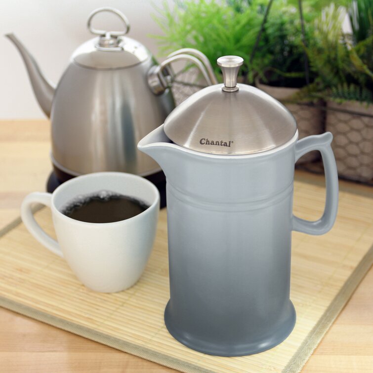 Bonjour Ceramic Coffee and Tea 8 Demitasse Cup French Press Aqua