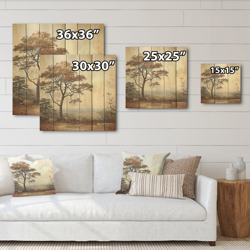 Art rétro sur bois de pin naturel, H 15 po x l 15 po