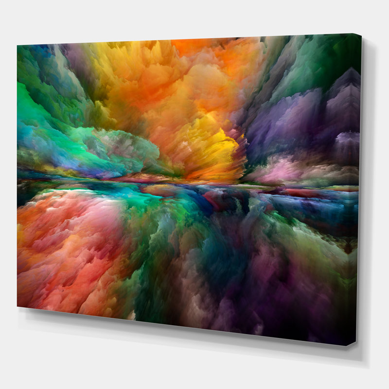 Gerard Colorful and Dark Gradient Clouds - Graphic Art on Canvas, 24" H x 32" W x 1" D, Wrapped Canvas