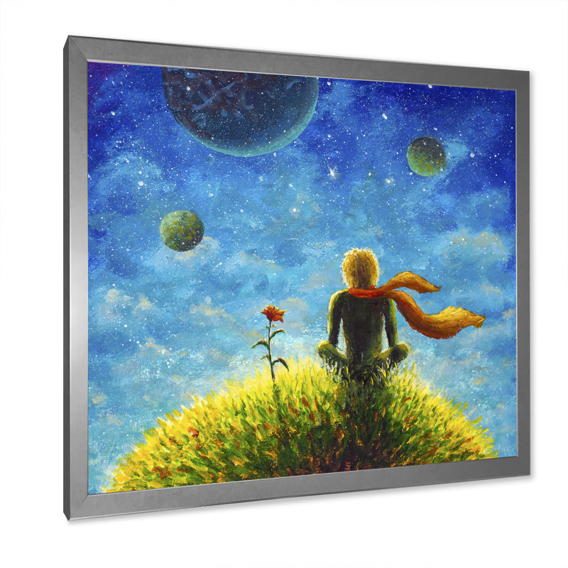 Petit Prince - peinture, H 30 po x l 30 po x P 1 po, Toile argentée avec cadre photo