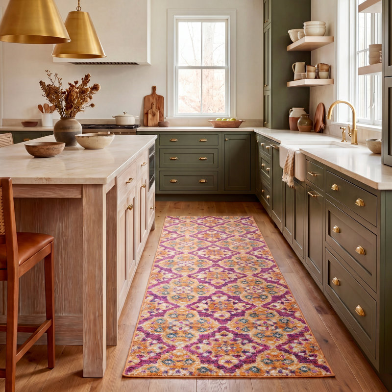 Christa Southwestern Pink/Gold Area Rug, Runner 2'3" x 8'