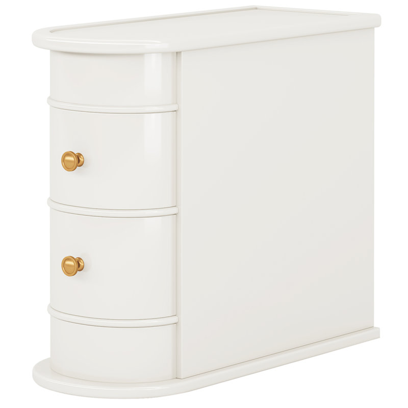 Anyssa Solid Wood 2-Drawer End Table, White
