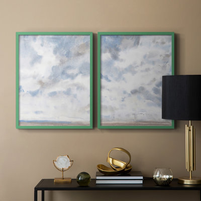 Bleu ciel III - reproduction encadrée de qualité supérieure - prête à être accrochée - aucun clou requis - aucun clou requis