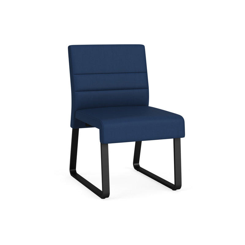 Chaise d'invité sans accoudoirs Waterfall, Noir, Vinyle bleu Patriot Plus Imperial