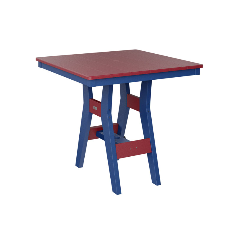 Table de salle à manger carrée 33 po Berlin Gardens Harbor, Rouge écarlate, 30.37" H x 33" W x 33" D, Bleu pacifique