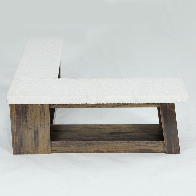 Banc de rangement de coin pour chaussures avec banc rembourré en L et tablette ouverte pour le vestibule