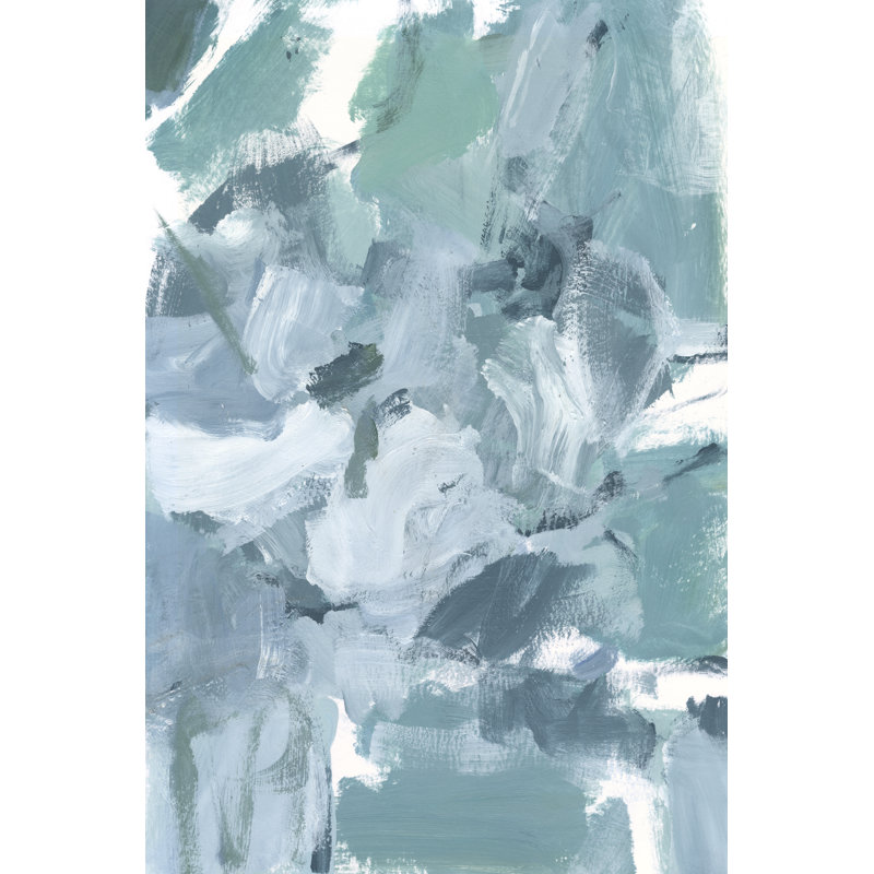 Soft Teal II by Christina Long - Painting on Canvas, 122cm H x 81cm W, Black Floater Framed