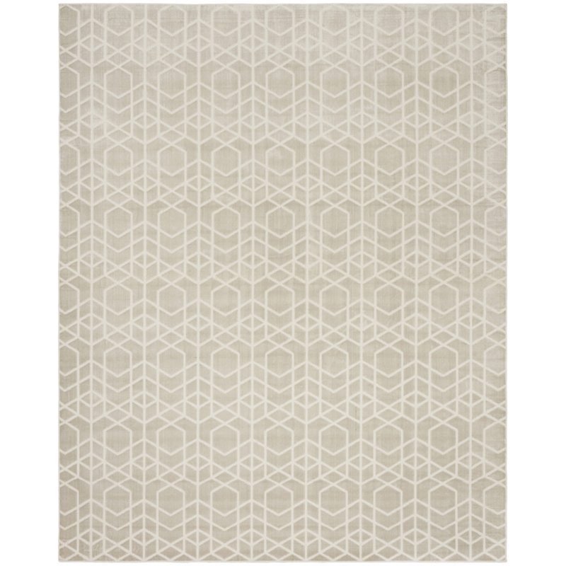 Nourison Washable Charm 8' x 10' Silver Ivory Modern Indoor Rug, Rectangle 8' x 10'