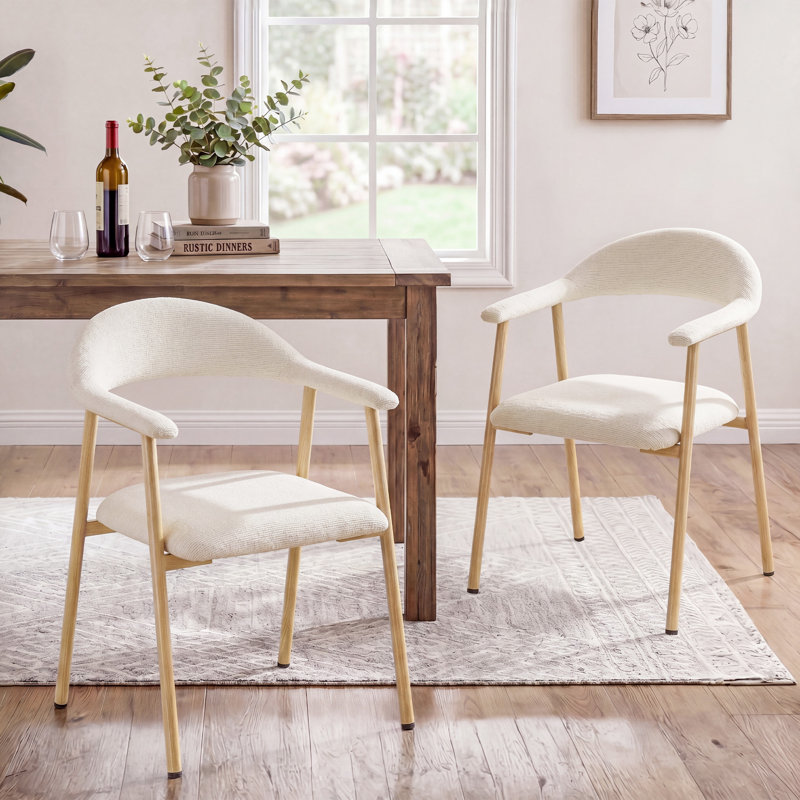  Modern Upholstered Kitchen Dining Chairs, Beige, 2