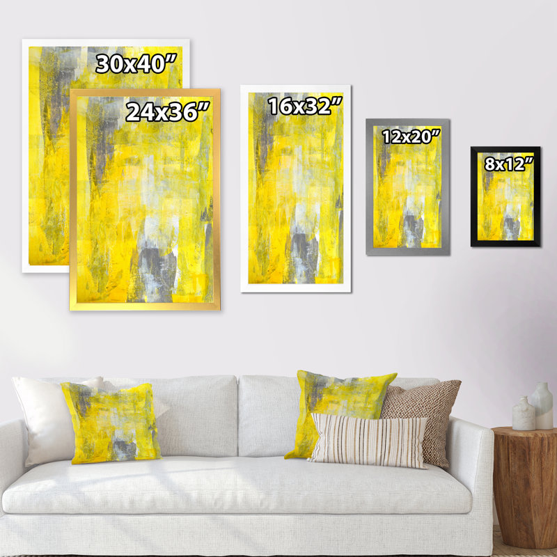 «Gray and Yellow Merging Abstract IV», reproduction d'art moderne et contemporaine sur toile, H 12 po x l 8 po x P 1,5 po