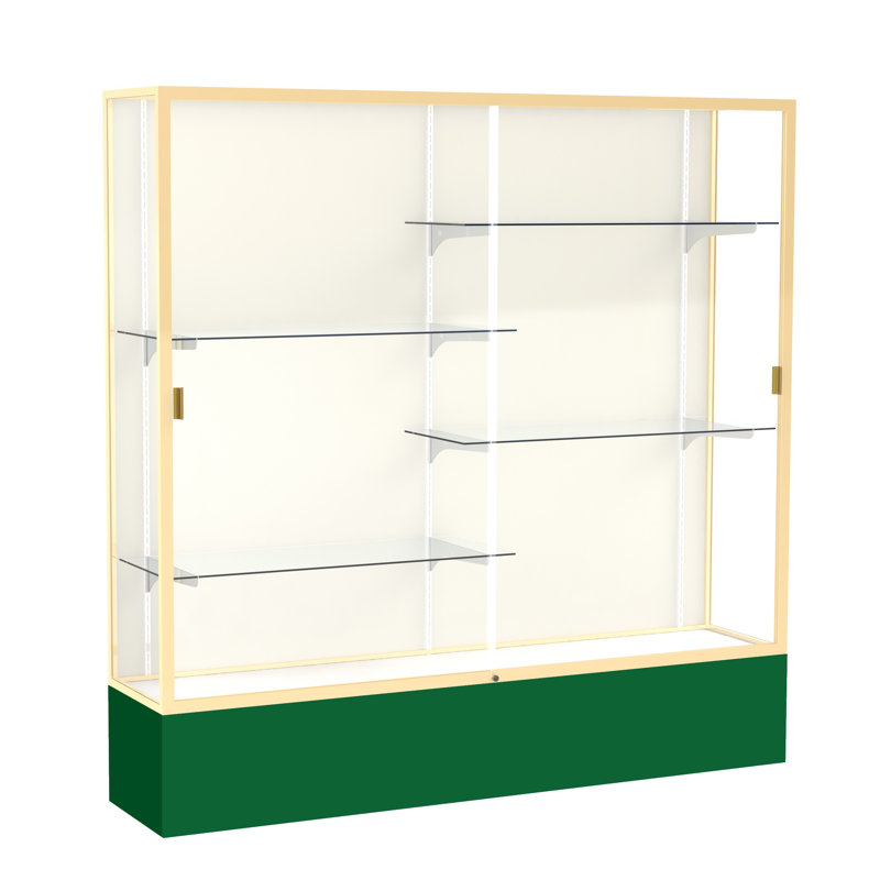 Champagne Gold Aluminum Floor Standing Display Case with Glass Shelves