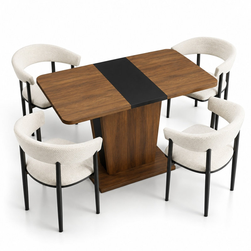 Extendable Dining Table, Modern Expandable Rectangular Dining Table for Kitchen, Dining Room & Small Spaces, Space-Saving Wood Dining Table
