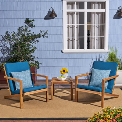 Ensemble de conversation marron 3 pièces avec coussins d'eau pratiques, structure en bois, profondeur 65 cm, largeur 85 cm, hauteur 76 cm, poids 24,6 kg, tissu de conversation, cadre patiné, 63,5 cm x 76,5 cm