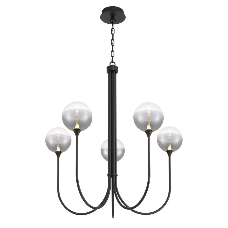 Iissa 5L 34" Chandelier, Black Smoke
