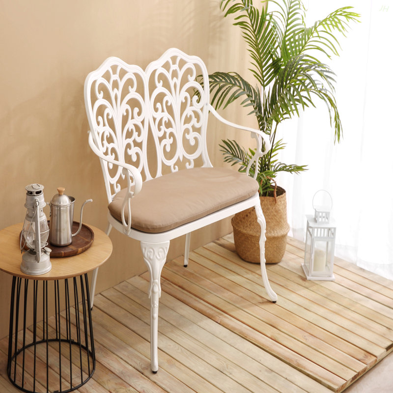 Mobilier d'extérieur en aluminium coulé avec rosette de jardin, Blanc
