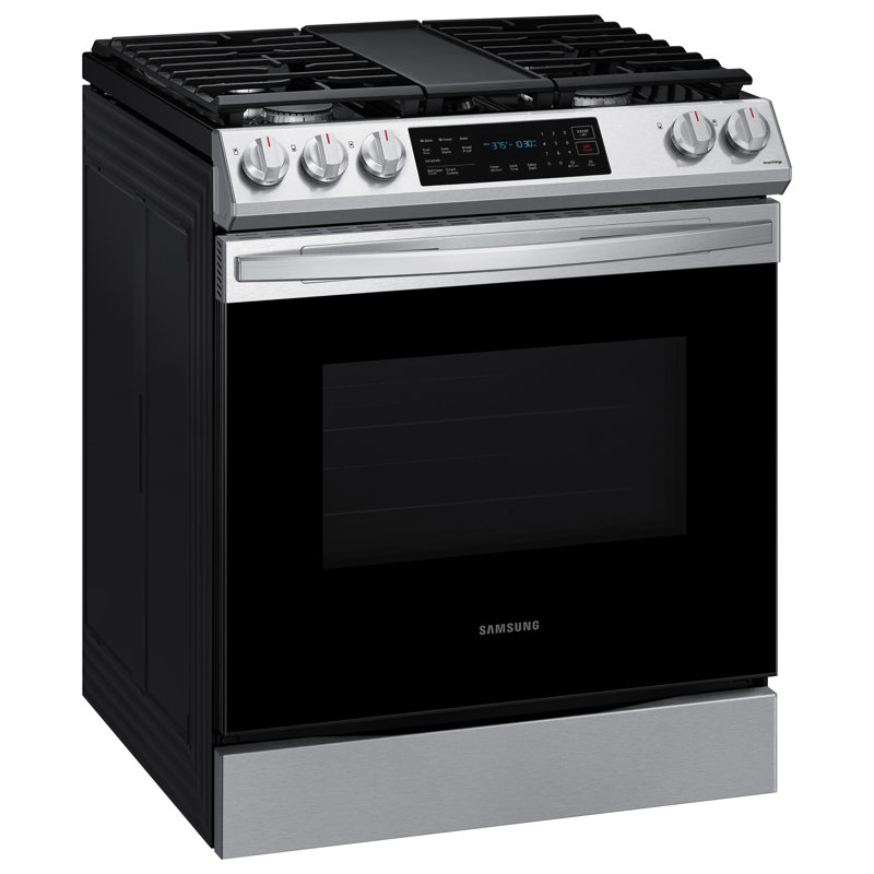 Cuisinière au gaz avec grille chauffante 30 po 6 pi³ Samsung, Acier inoxydable