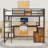2 Drawers Full Metal Loft Bed With Desk, Shelves, Hanging Rob, Ladder And Guardrails
