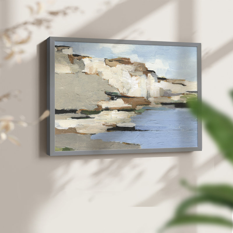 White Rock Cliffs I -Framed Print - Restickable, 22" H x 28" W, Gray