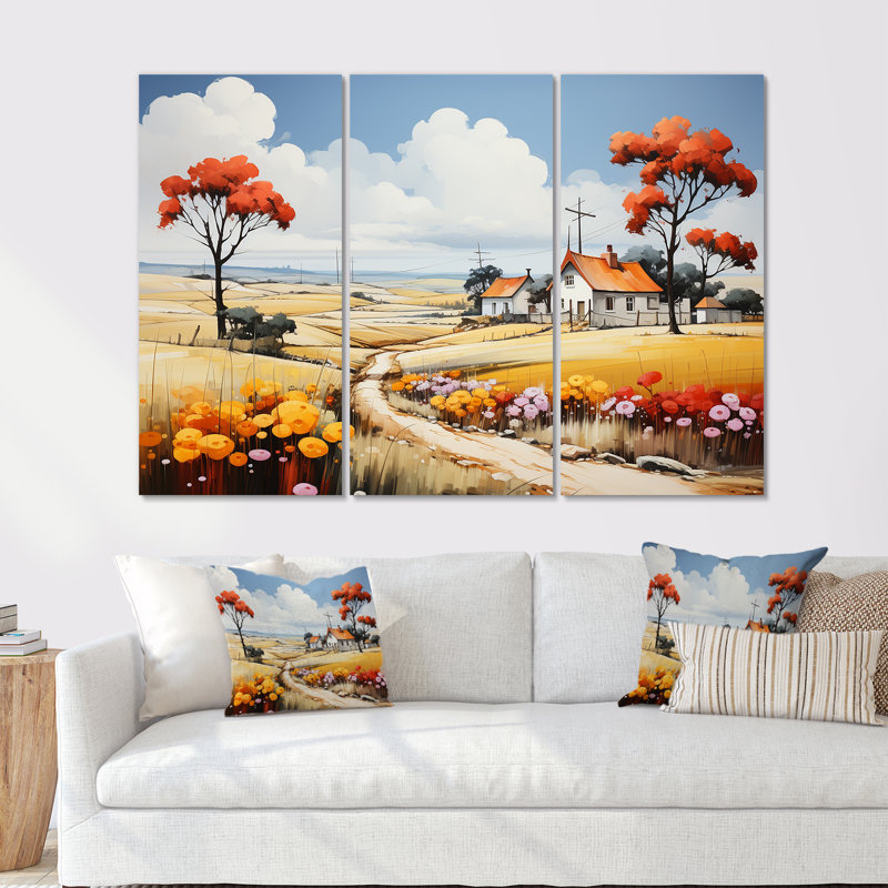 «Country Side De Stijl Lansdcape I», ensemble d'art sur toile, H 32 po x l 48 po x P 1 po