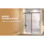 Porte de douche coulissante simple l 60 po x H 72 po, verre fixe de 5 mm et verre coulissant de 6 mm sans cadre, verre trempé transparent, poignée en acier inoxydable, noir mat