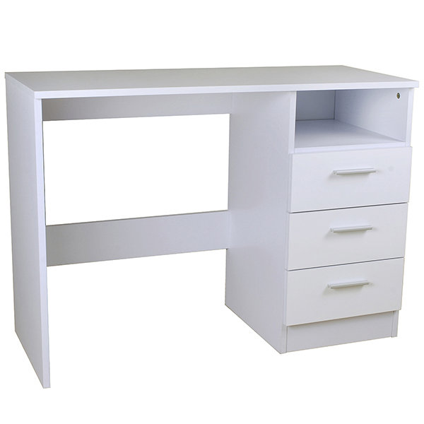 Buckleton Writing Desk, White Gloss/White