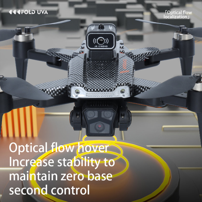 Drone télécommandé avec trois appareils photo réglables Débit optique Drone de positionnement Positionnement évitant les obstacles Quadricoptère RC pliable Jouet pour enfants et adultes