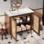 Meuble-lavabo de 36 po de couleur bohème en rotin de couleur noyer avec porte de lavabo à fermeture en douceur et joint d'étanchéité à quatre côtés.