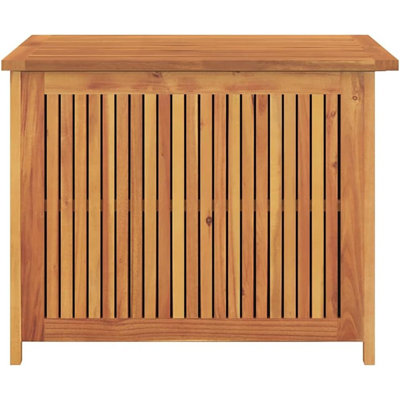 Coffre de rangement extérieur 55 gallons - Bois d'acacia massif avec revêtement résistant à l'eau, finition naturelle