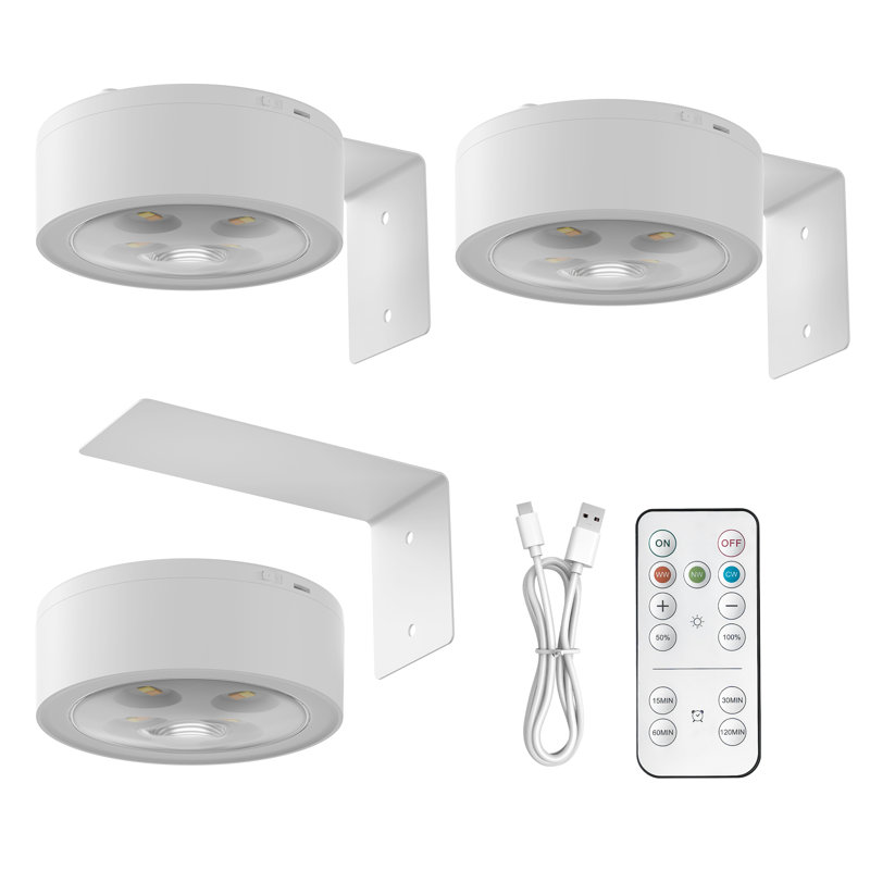 Mini-appliques murales, 0,5 W, blanc, télécommande, à intensité variable, minuterie, batterie 1200 mah