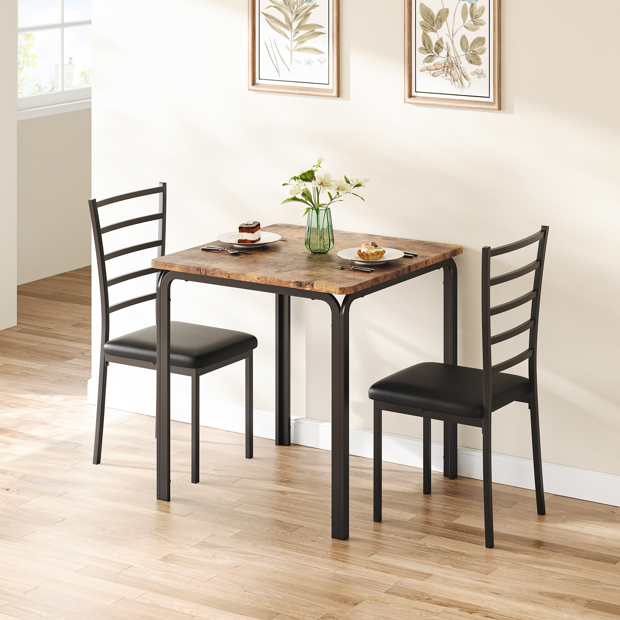 Ebern Designs Dining Table For 2, Small Table And Chairs Set Of 2 ...