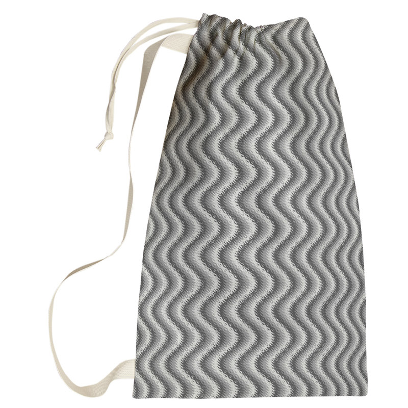 Sac à linge à rayures ondulées pastel, Grand (H 76,5 po x l 29,5 po x P 1,5 po), Gris