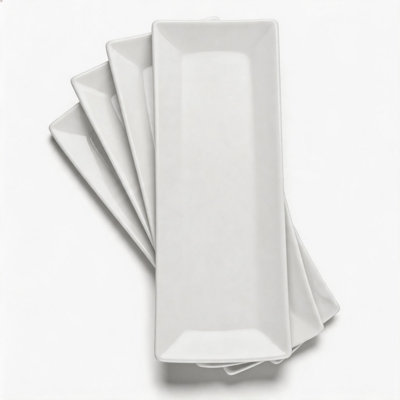 14 Inch Rectangular Serving Trays Set of 4, Multi-use Ceramic Sushi Dinner Platters