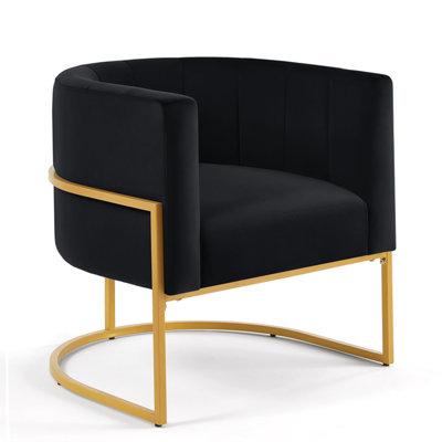 Lamprini 0'' H Velvet Upholstered Metal Armchair