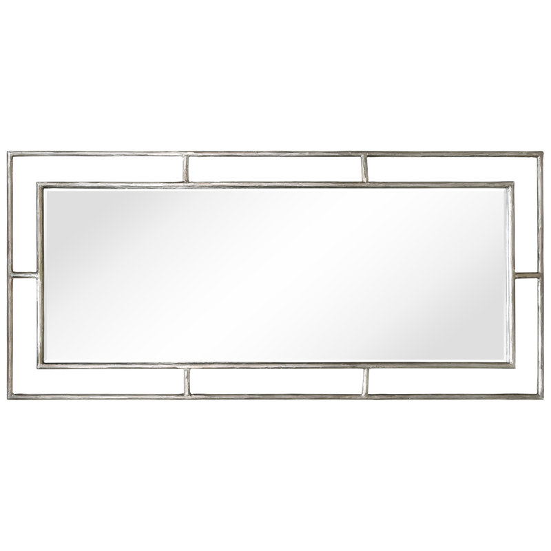 "Antique Champagne Rectangular Beveled Mirror" Featuring a Iron Pipe Frame